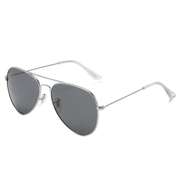 Polarised Aviator UV400 Sunglasses with Silver Frame, Black Lenses
