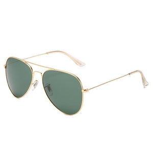 Polarised Aviator UV400 Sunglasses With Gold Frame & Dark Green Lenses