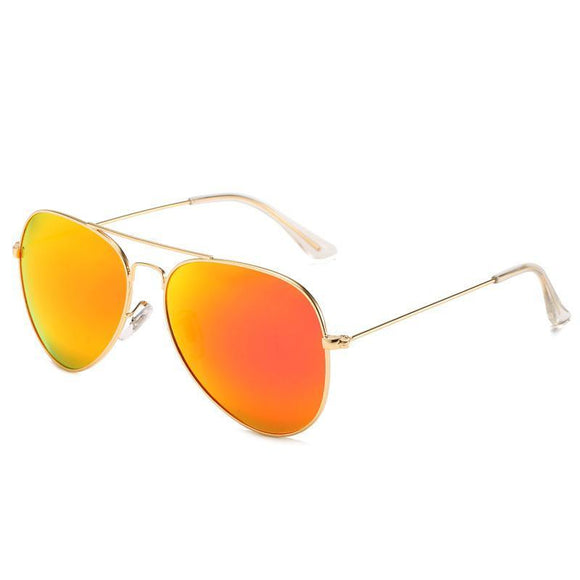 Polarised Aviator UV400 Sunglasses With Gold Frame And Orange Lenses