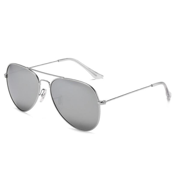 Polarised Aviator UV400 Sunglasses with Silver Frame, Silver Mirror Lenses